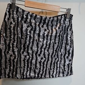 Black and Silver Sequin Skirt
